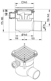 Line Drawing - Drain-No membrane-145