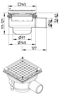 Line Drawing - Drain-No membrane-145