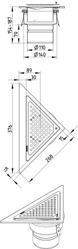 Line Drawing - Drain-No membrane-Triangular