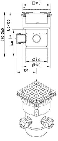 Line Drawing - Drain-No membrane-145