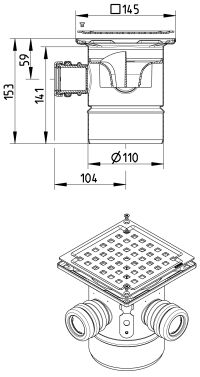 Line Drawing - Drain-No membrane-145