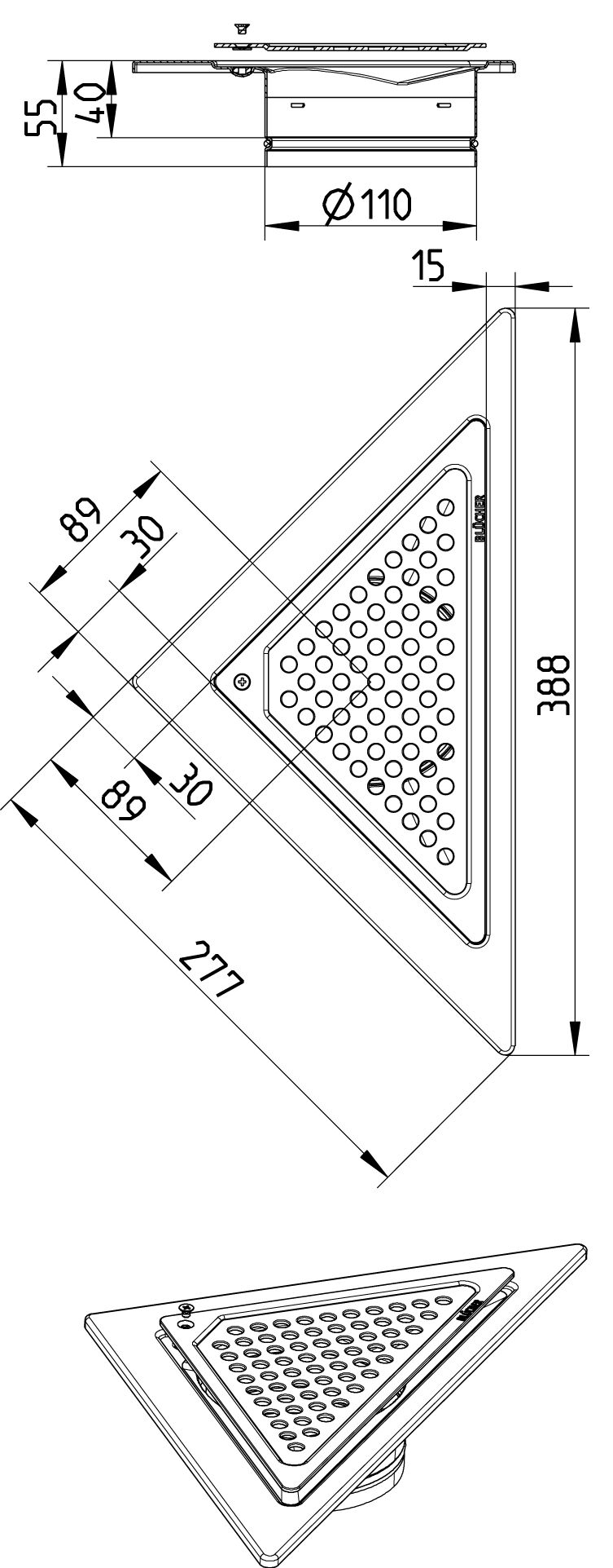 Line Drawing - Upper part-No membrane-Triangular