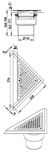 Line Drawing - Drain-Liquid membrane-Triangular