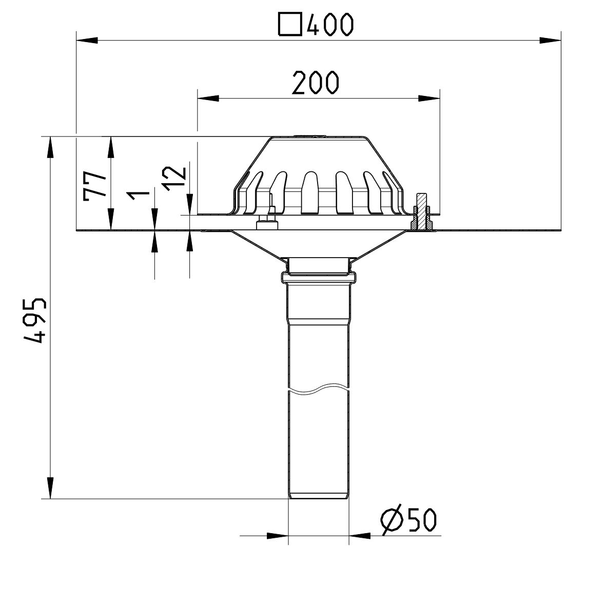 Line Drawing - Drain for gravity-bitumen