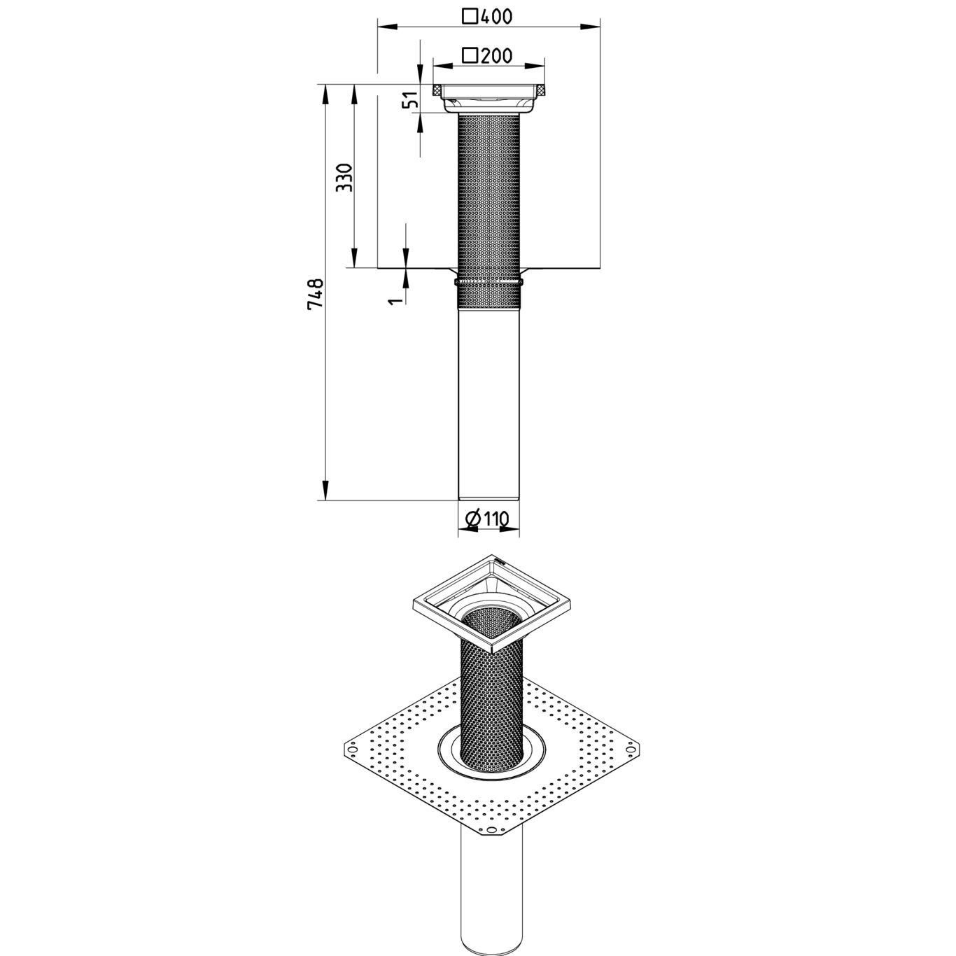 Line Drawing - Drain for gravity-bitumen