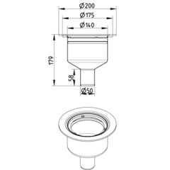 Line Drawing - Marine-lower part-bimetal flange-aluminium