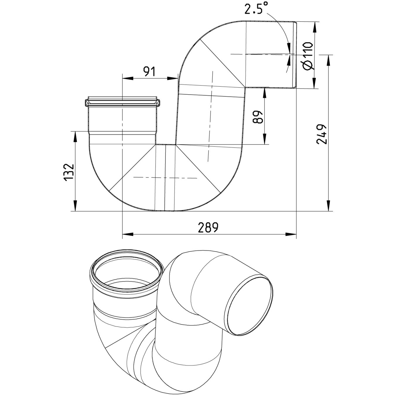 Line Drawing - Water trap-p