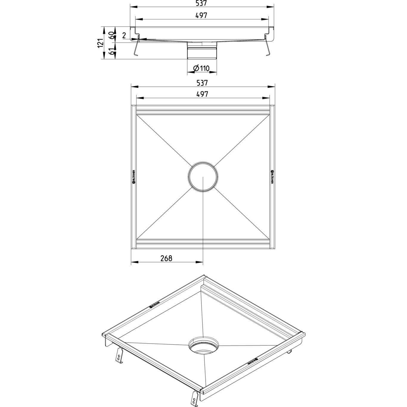 Line Drawing - Kitchen channel-No membrane