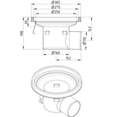 Line Drawing - Drain-No membrane-305