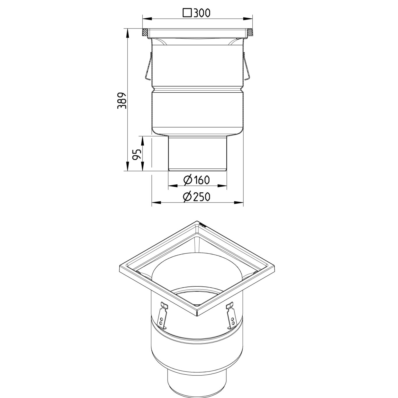 Line Drawing - Drain-No membrane-300