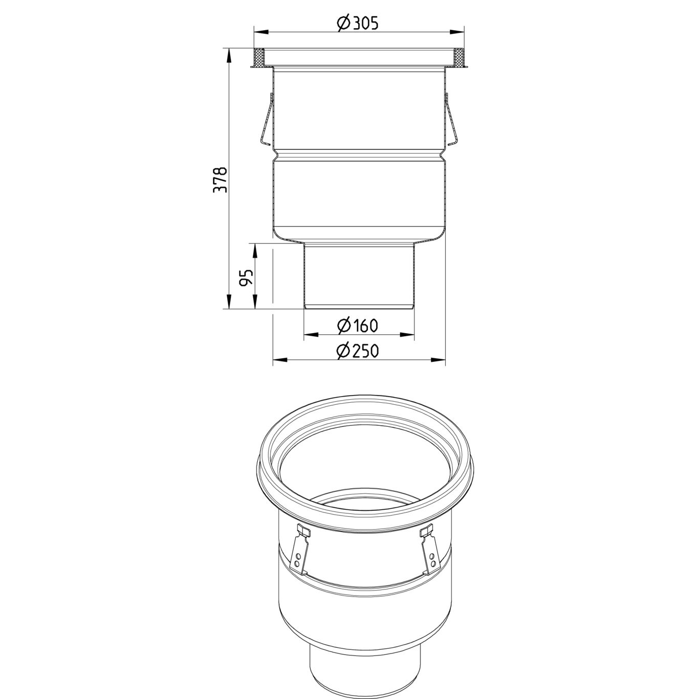 Line Drawing - Drain-No membrane-305