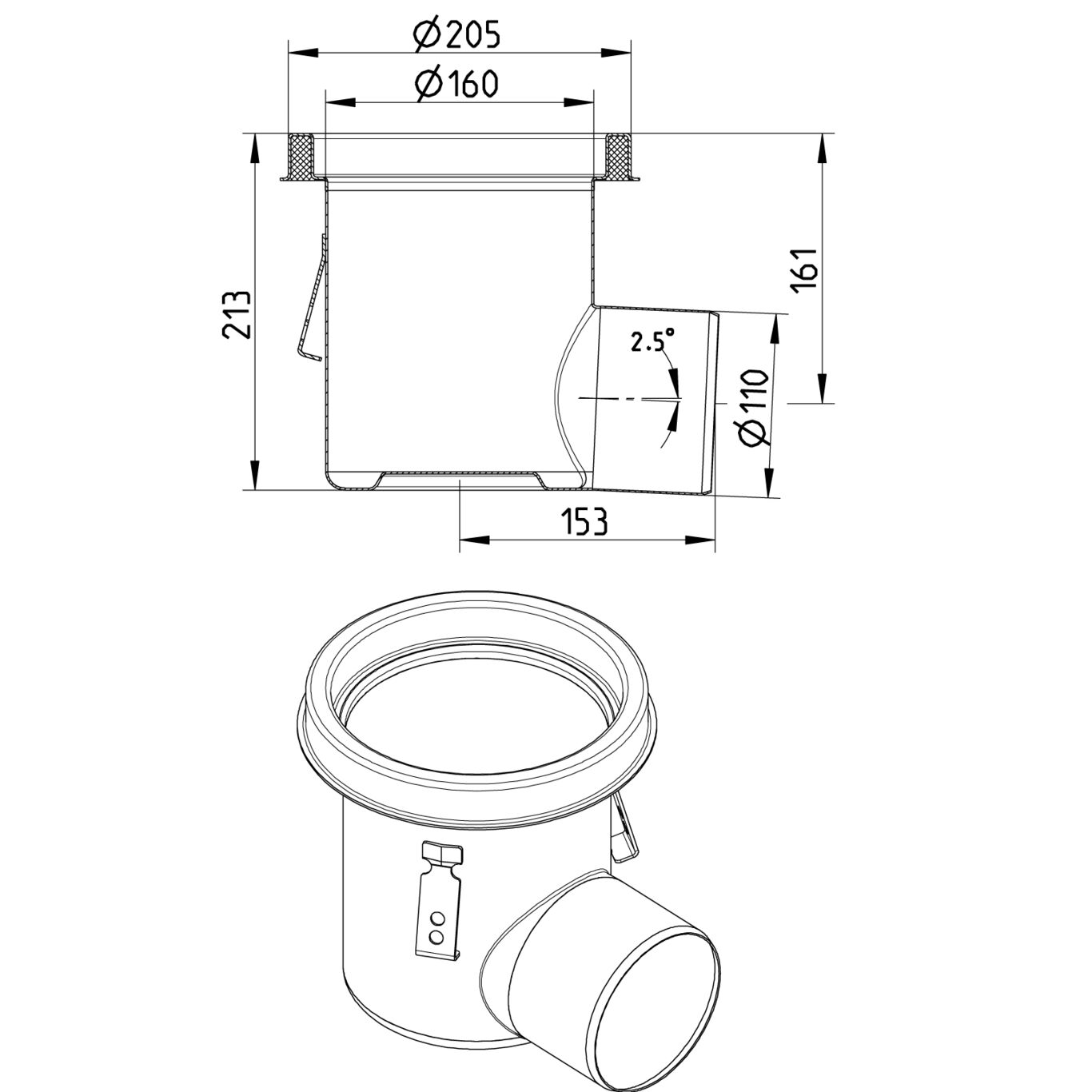 Line Drawing - Drain-No membrane-205