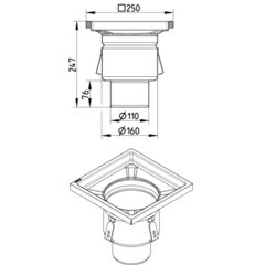 Line Drawing - Drain-No membrane-250