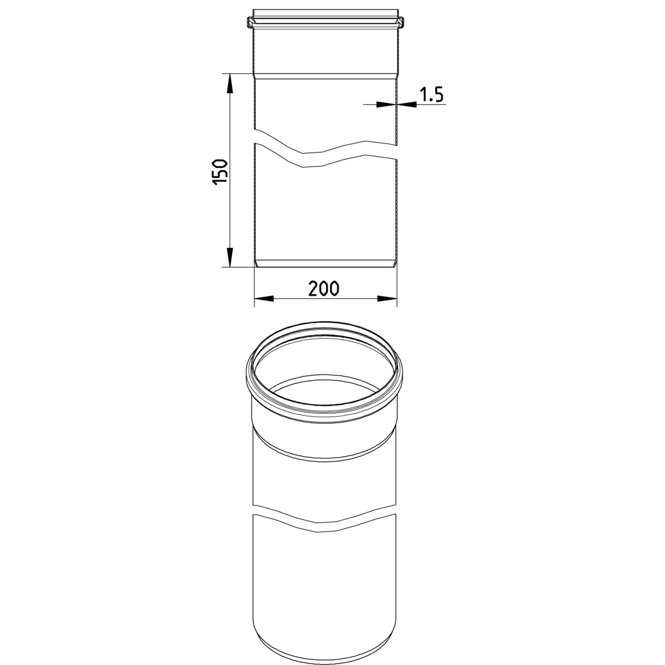 Line Drawing - Straight pipe