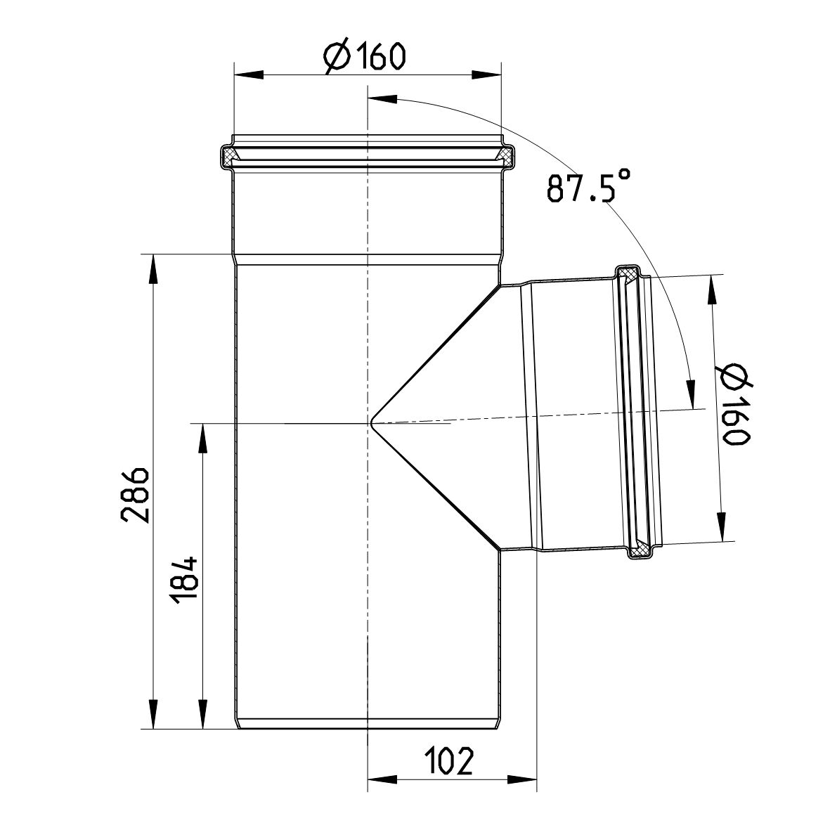 Line Drawing - Double branch-87.5-90