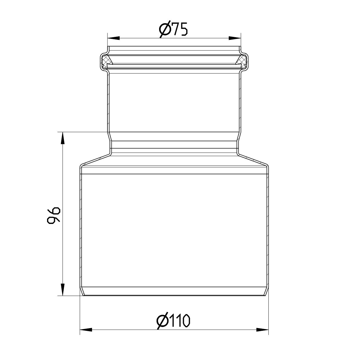 Line Drawing - Increaser-concentric