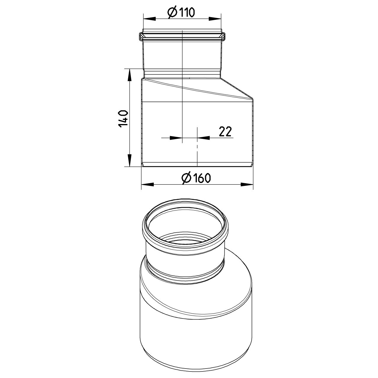 Line Drawing - Increaser-eccentric