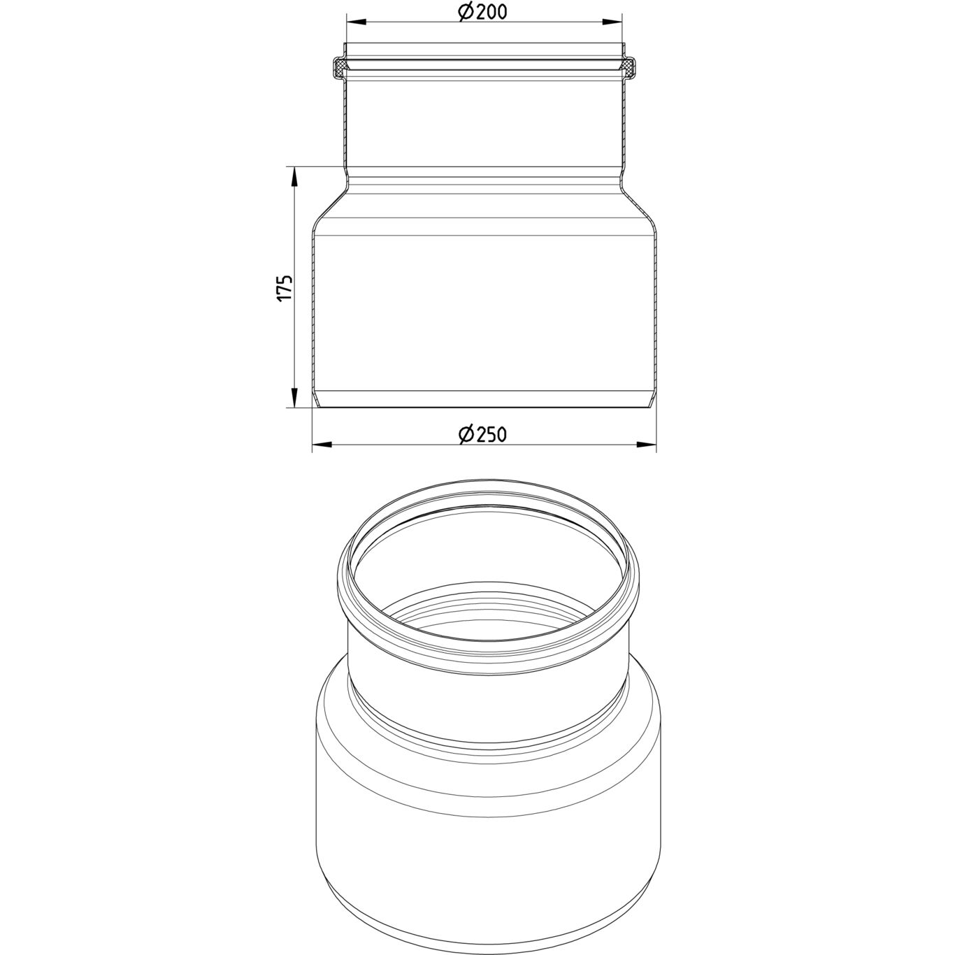 Line Drawing - Increaser-concentric