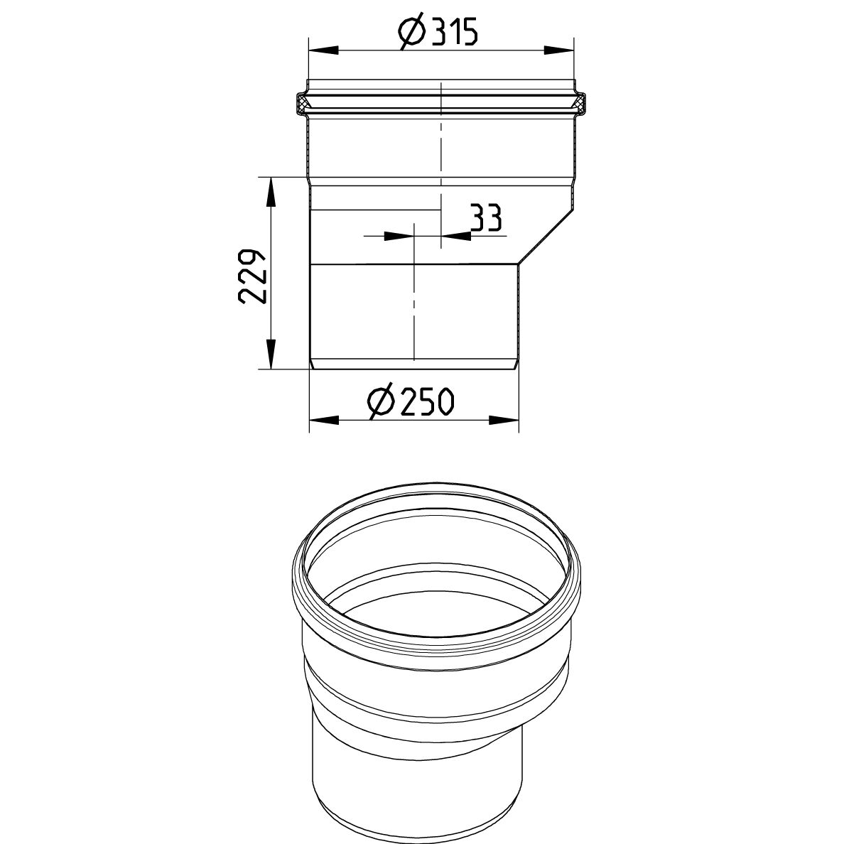 Line Drawing - Reducer-eccentric