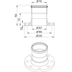 Line Drawing - Adaptor-flange-DIN