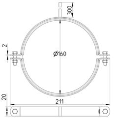 Line Drawing - Pipe hanger-EPDM-300mm rod