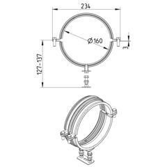 Line Drawing - Pipe hanger-EPDM-noice reducing