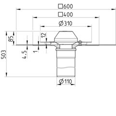 Line Drawing - Drain for siphonic-bitumen collar